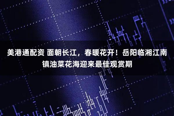 美港通配资 面朝长江，春暖花开！岳阳临湘江南镇油菜花海迎来最佳观赏期